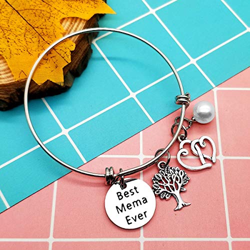 Mother's Day Gift For Mema Bracelet Gift For Mema Best Mema Ever Bracelet Grandma Expandable Wire Bangle Bracelet Grandma Gift For Grandmother Nana Thanksgiving Christmas Birthday Gift For Grammy Gift #TOP4