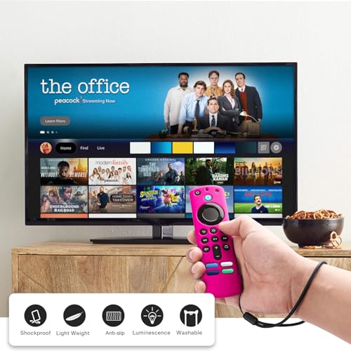 Image of (2 Pack) Fire Stick Remote Cover 3rd Gen with Alexa Voice Remote,Fire TV Remote Cover Glow in The Dark, Anti Slip Shockproof Silicone Protective Case with Lanyard(Glow Yellow&Not Glow Rose Red)