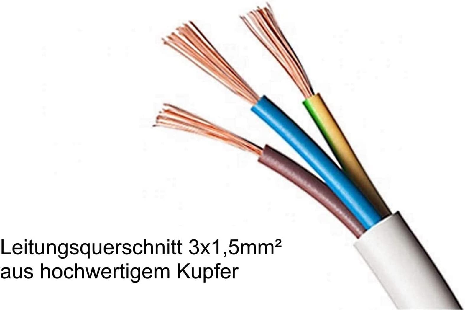 Alargador de cable de 10 m, color blanco, con protección de contacto y seguridad infantil, para interiores, 2 unidades