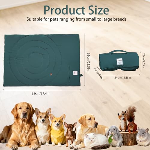 Tbintul Hundedecke für Unterwegs, 95 * 65 cm Tragbare Faltbare Haustiermatte, Waschbar, Orthopädisch, Wasserdicht, Hundedecke Outdoor, Hundematte Auto für Hunde & Katzen (Grün)