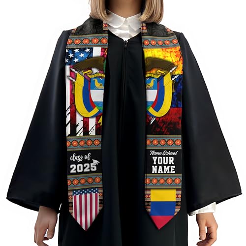 MonkeyVan Custom Colombian Graduation Sash 2025, Personalized Colombian American Stole, Colombia Flag Graduation Stole S64