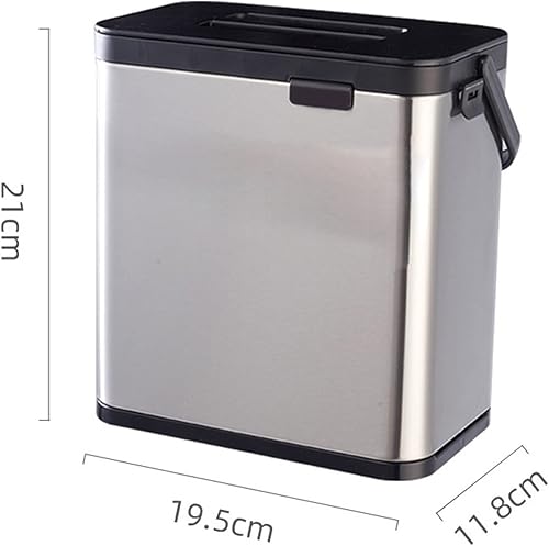 Miniatura 2 de Basurero de cocina de 0.8 galones3 litros con tapa para puerta de armario de cocina, cubo de basura de acero inoxidable para cocina, contenedor de