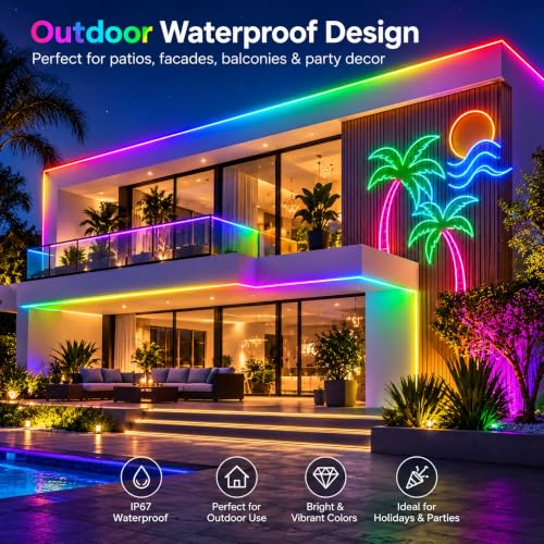 Image of neon Patti Light Colour Changing Room Decoration Gaming Setup led Ribbon Mood Lighting Bedroom sajawat wali Light Party Illumination Aesthetic Streamer Custom Signage Gamer Desk ambiance
