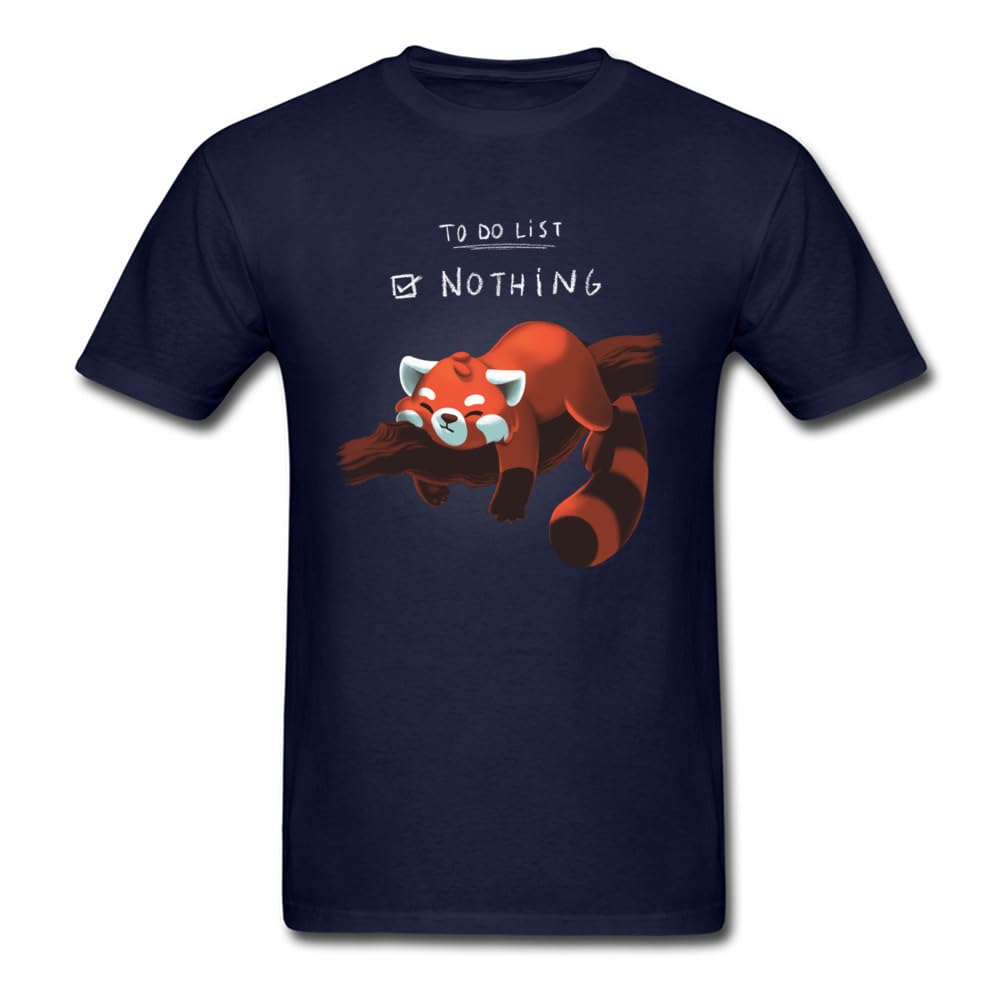 GenericFashion Shirts Red Panda Day T-shirt Funny Men Tshirt Nothing To Do Tops Summer Cotton Tee Black T Shirts Students Clothing Lazy Style (Navy Blue, L)