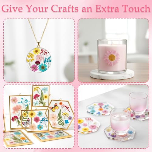228 piezas de flores secas prensadas con stickers de mariposas para manualidades miniatura 7