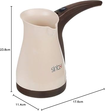 Sinbo SCM-2928 Electric Turkish Coffee Machine, Beige, 400ml water capacity, 5 cup capacity, Stainless steel hidden resistance, 1000W