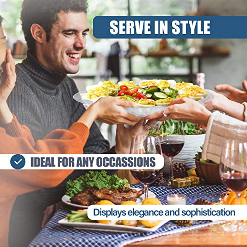 [6 Pack] Deviled Egg Tray With Lid - 12" 15 Slot Round Clear Plastic Deviled Egg Carrier With Dome Lid - Durable Polystyrene Disposable Reusable Container For Pickled Stuffed Eggs And Serving Starters #TOP5