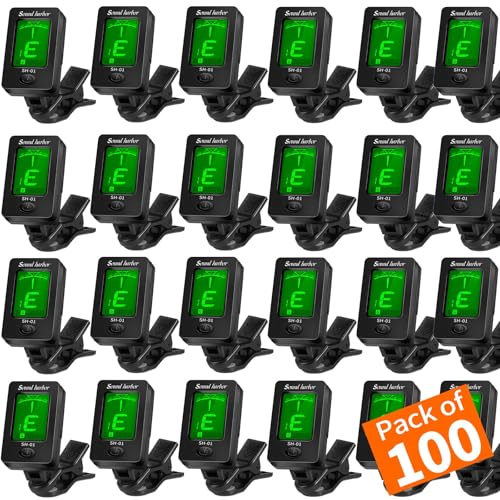 Image of Guitar Tuner Clip On Ukulele Tuner for All Instruments Guitar Bass Ukulele Violin banjo (Tuners 100 Pack)