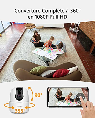 imou 2022 version caméra surveillance wifi intérieure caméra 360° connectée smartphone 1080p avec détection humaine ai suivi intelligent sirène audio bidirectionnel compatible alexa pour bébé/animaux