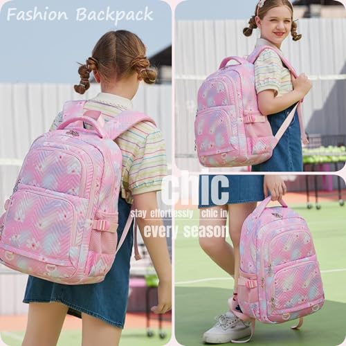 Image of Leaper Stylish Floral Travel Backpack for Women Laptop Backpack Water-Resistant Bookbags College Bags Fits 15.6 Inch Laptop Pink