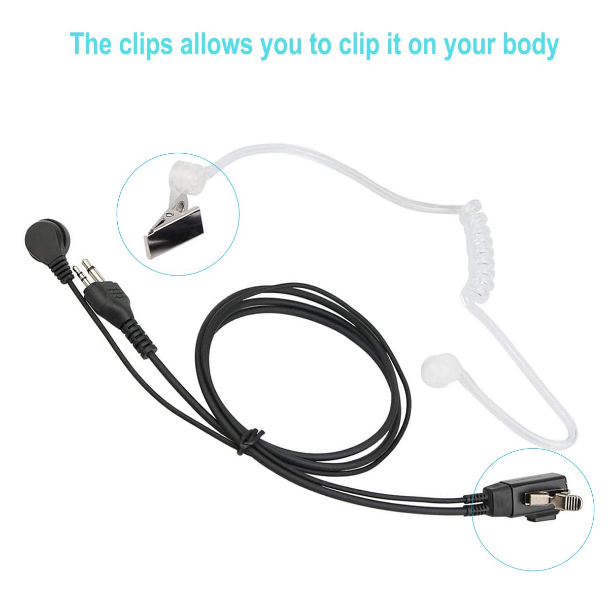 Retevis 2 Pin Cuffie Walkie Talkie Auricolare Compatibile con Ricetrasmittente Midland G7Pro G6 G9 G12 M24 GXT250 GXT550 GXT650 LXT80 LXT112 Alan39(2 Pezzi)