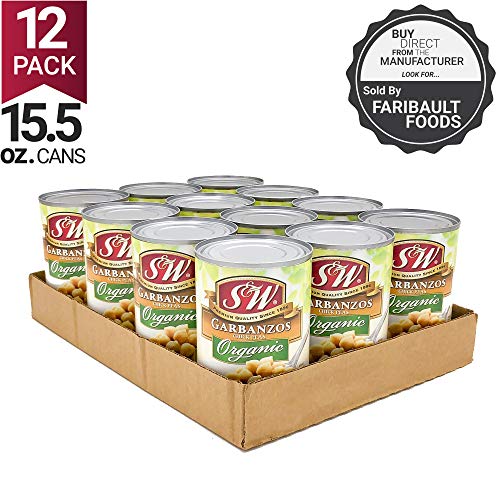 S & W, Organic Garbanzo Beans (Pack Of 12), Chickpeas, Vegan, Non-GMO, Gluten-Free, Sourced & Canned In The U.S.A