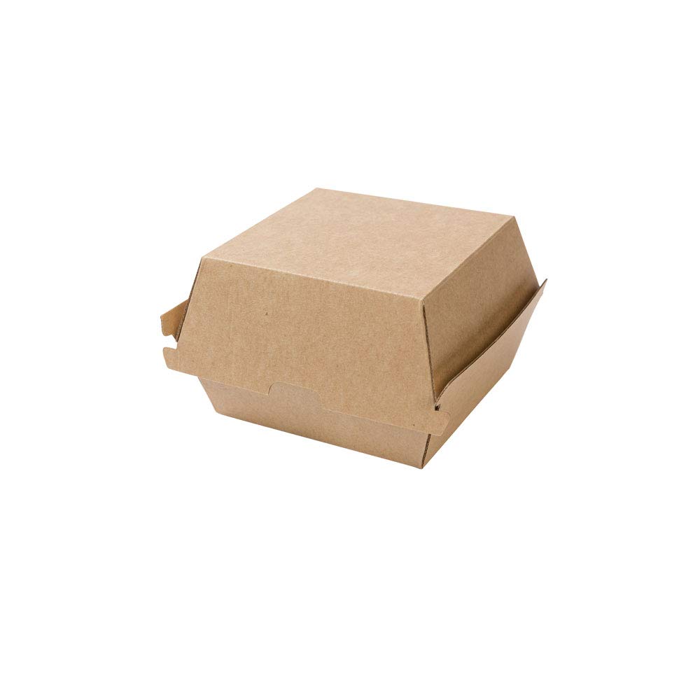 BIOZOYG Take Away Burger Box 300 pezzi I resistente hamburger box con coperchio alto a cerniera I hamburger box in cartone kraft I To Go Burger in cartone marrone 13 x 14 x 8 cm I biodegradabile