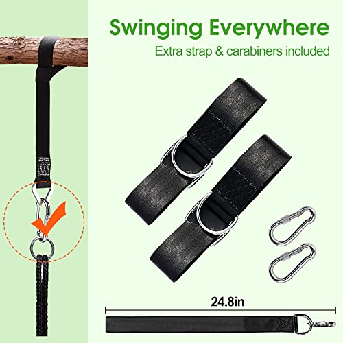 40 Inch Flying Saucer Tree Swing with Tree Hanging Straps for Kids,750lb Round Indoor Outdoor Swing Set with Foam Handle,Circle Swing with Adjustable Rope,Easy to Install 750lb Weight Capacity - Thumbnail 6
