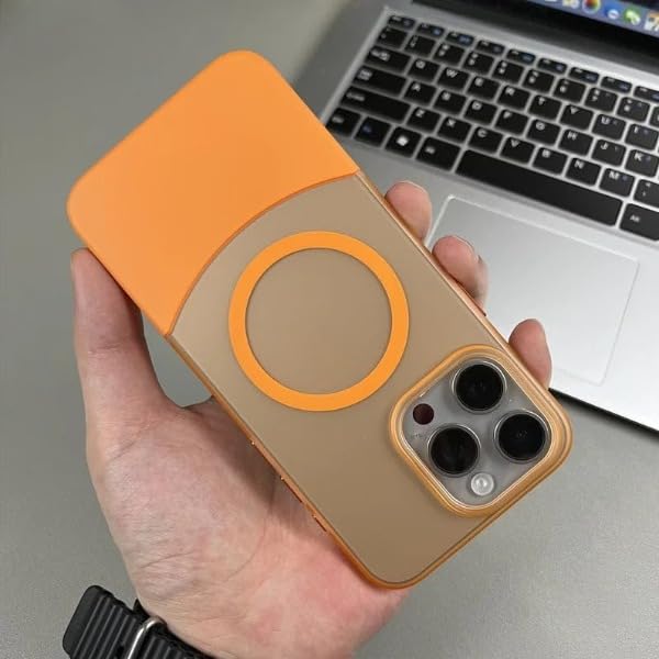 Image of Back Cover Case for iPhone 14 Shockproof Protective Versatile Detachable Mag-Safe Case(Orange)