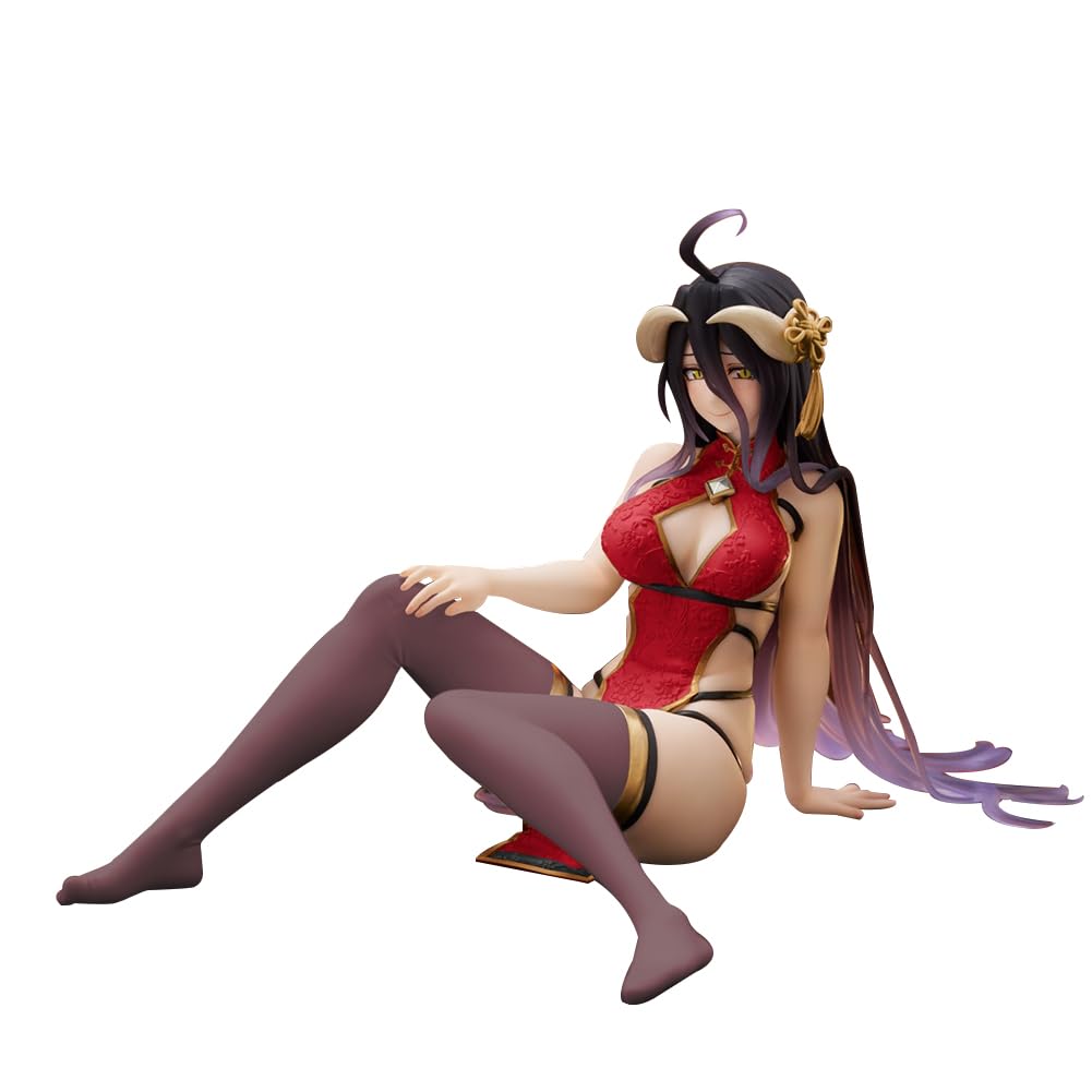 Zhongkaihua Desktop Cute Figure Albedo Chinese Dress Ver. Figure Sitting Anime Model Albedo Figurine Red Cheongsam Edition Collectibles Statue,13cm — image 1