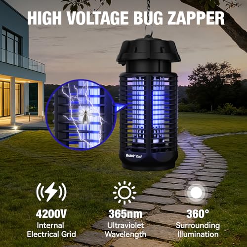 Image of BALDR Bug Zapper Outdoor Indoor, 20W Power & 4200V Instant Grid Mosquito Repellent, Coverage of 1 /2 Acre Fly Trap for Patio, Backyard, Home,2 Pack