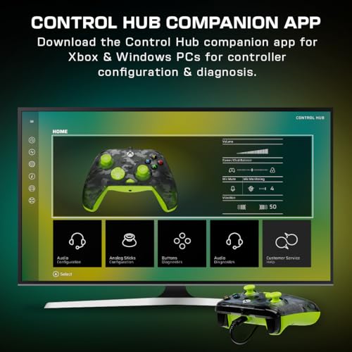Image of Turtle Beach Rematch Core Wired Gaming Controller Licensed for Xbox & PC | Xbox Series X|S, Xbox One, Audio Controls, Hall-Effect Thumbsticks, Rumble Motors & Impulse Triggers, Ghost Black Camo Yellow