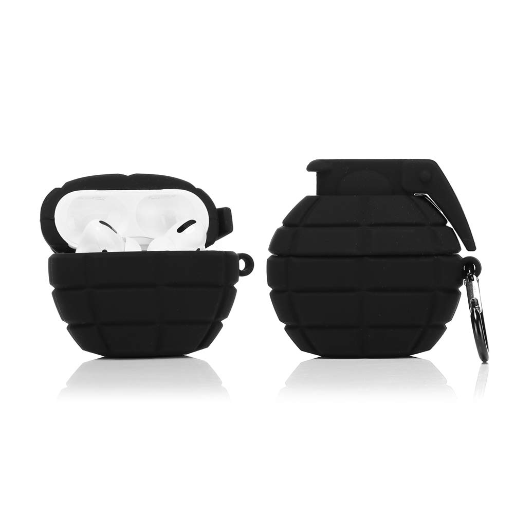 LEWOTE Silicone CaseCompatible for Apple Airpods Pro& Pro Funny Cute Cover [Retro Design](Grenade Black)