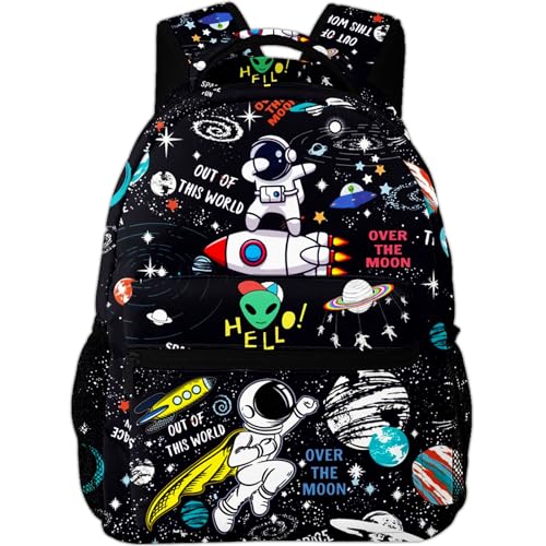 NASIAN Space Astronaut Rocket School Backpack for Boys Kids Girls Adjustable Strap Waterproof 16 inch School BookBag Outdoor Daypack