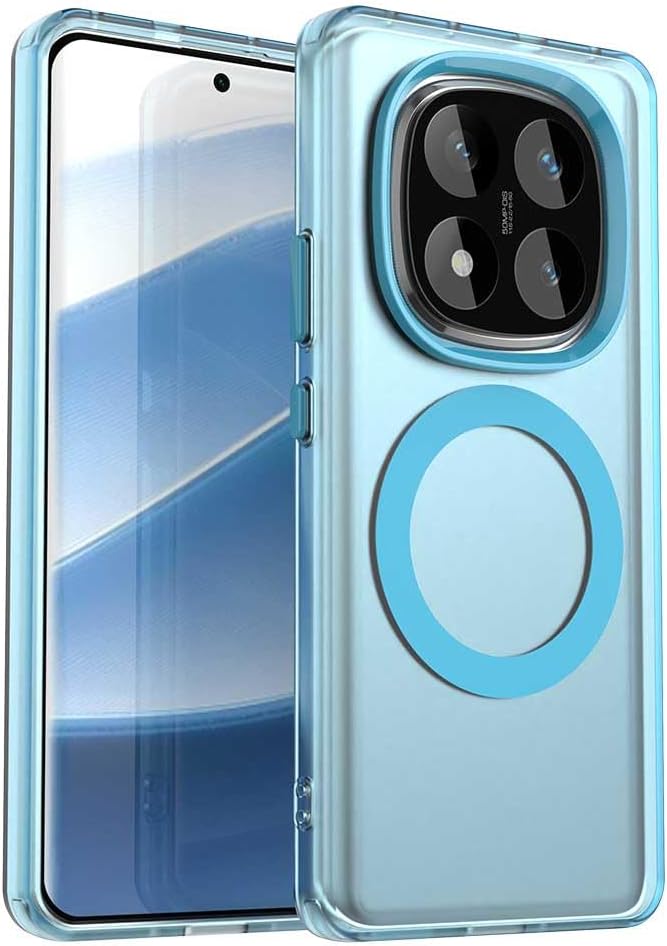 Compatible with Redmi Note 14 Pro 5G Case Cover,Supports Wireless Charging,Shockproof Magnetic Phone Case，Compatible with Xiaomi Poco X7 5G Case Blue