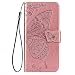 Produktbild TANYO Hülle für Xiaomi Mi Note 10 Lite, Schutzhülle PU/TPU Flip Leder Brieftasche Handytasche mit Kartenfächer, Klapp Handyhülle 3D Schmetterling Rose Gold