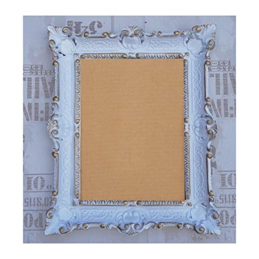 Lnxp Marco de fotos barroco con disco de cristal, 56 x 46 cm, rectángulo, para 30 x 40 cm o 40 x 30 cm, estilo barroco antiguo (blanco y dorado dual)