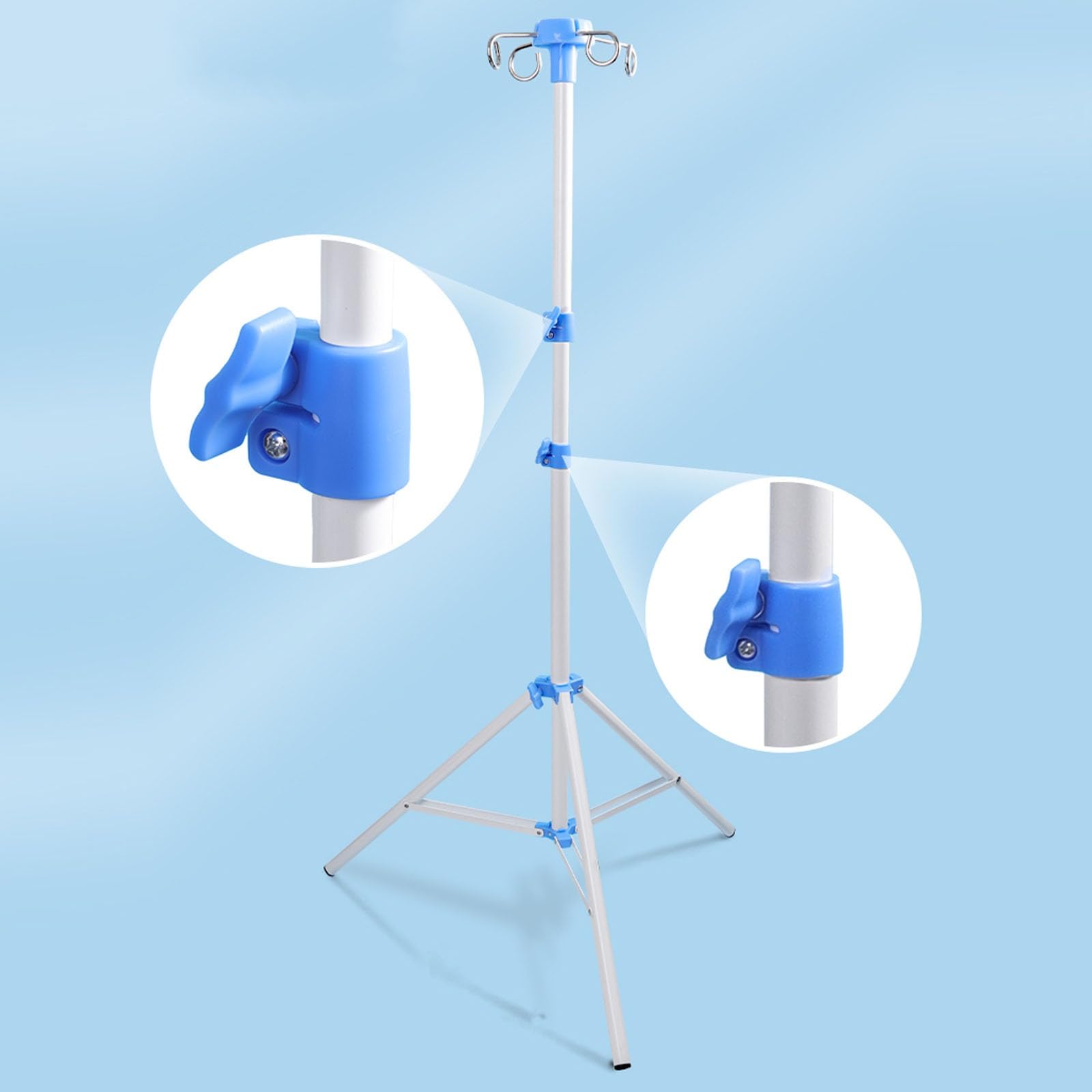 Poste de suero, Soporte portátil para Bolsa de Goteo con 4 Ganchos, Soporte Plegable para Poste, Postes de suero Plegables, portátiles para clínicas, atención domiciliaria, Viajes