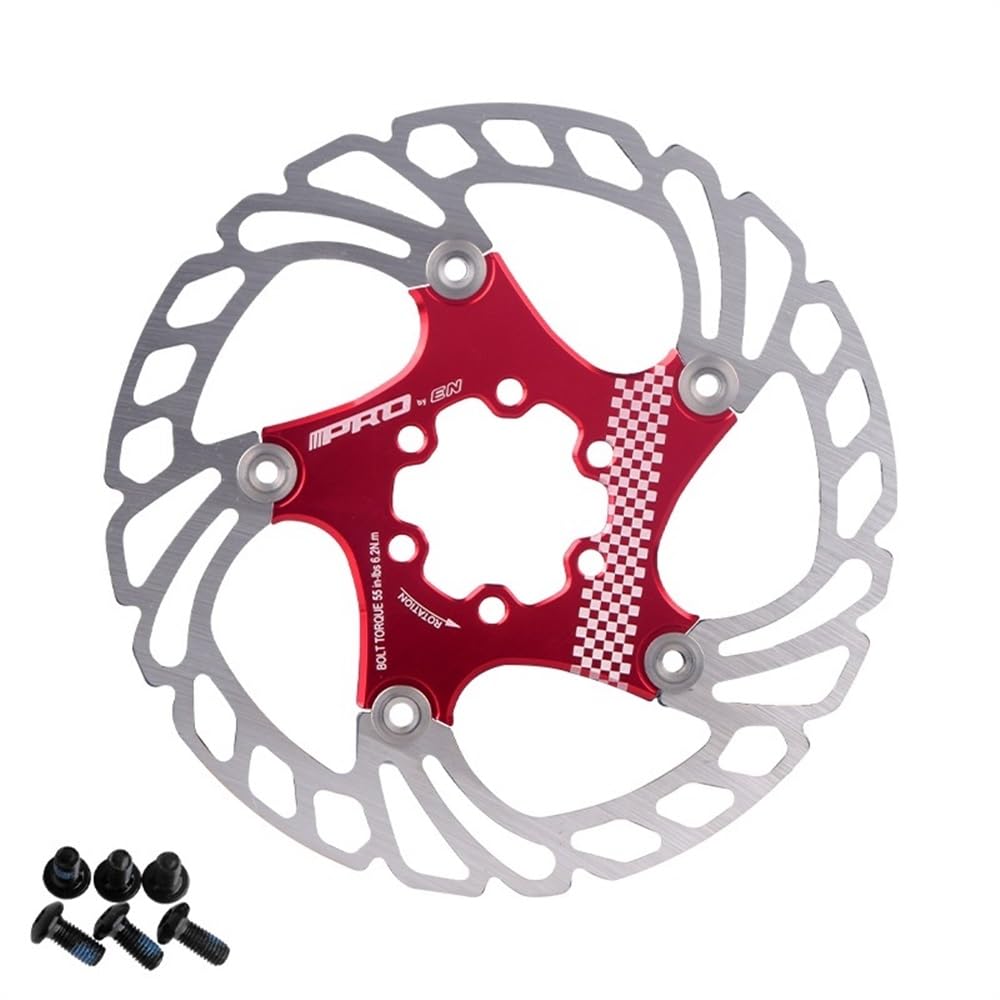 Disque VTT rotor flottant 180mm rouge à forte dissipation thermique pour descente