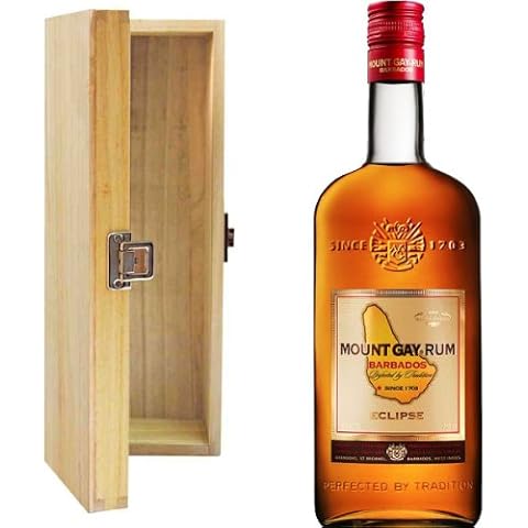 Mount Gay Eclipse Golden Rum in Hinged Wooden Gift Box Cover
