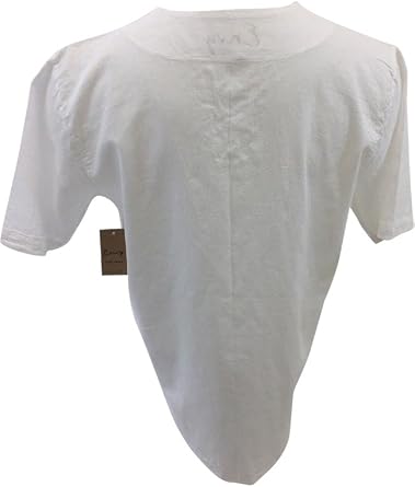Mens Envy Short Sleeve Lace Up Tunic White Beach V Neck Shirt