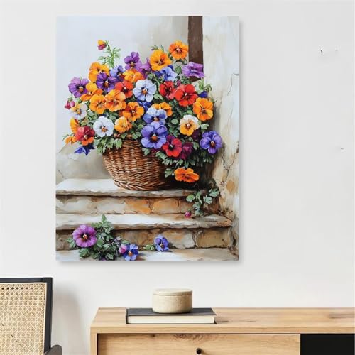 Fleurs colorées Peinture Numero Adulte Anti-stress Activité Manuelle