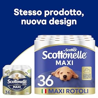 Scottonelle Carta Igienica, Morbida e Resistente, Dermatologicamente testata, 36 Rotoli Maxi
