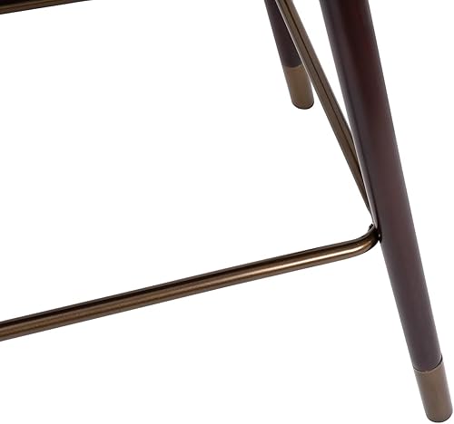 Miniatura 6 de Flash Furniture Margo Taburete de mostrador de respaldo medio de grado comercial, tapicería LeatherSoft negra, patas de madera de haya con acabado