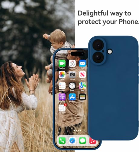 Image of DIZORO Square Microfiber Candy Case Compatible for iPhone 17 Shockproof Slim Back Cover Liquid Silicone Case - Blue