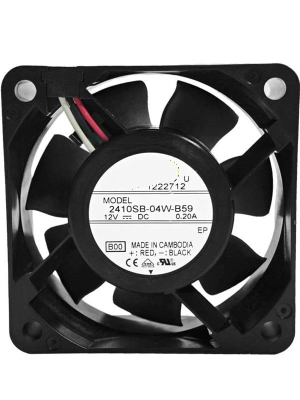 2410SB-04W-B59 DC Cooling Fan 12V 0.20A 60x60x25mm 3-Wire Alarm B2 Connector Ball Bearing