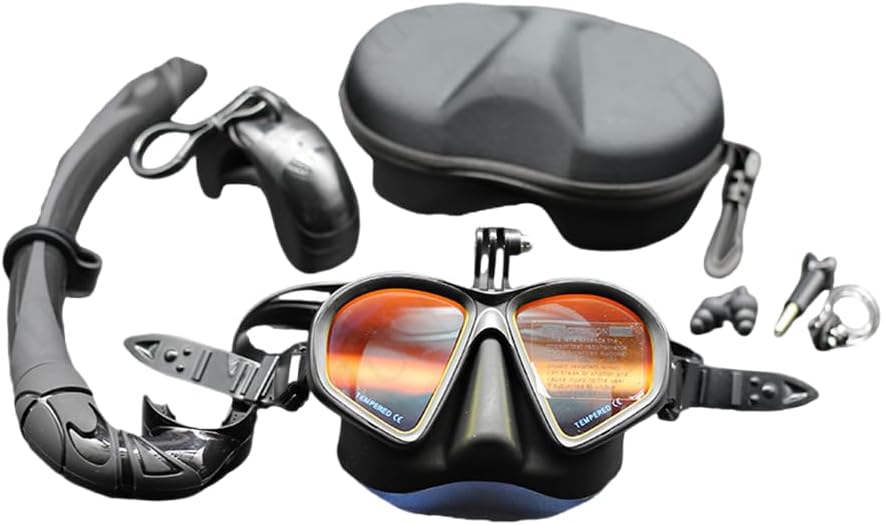 Low Capacity Free Diving Mask, Tempered Glass Snorkeling Mask with Bracket