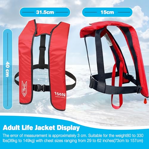 Image of Inflatable Life-Jacket for Adults| Life-Vest Inflation-PFD with Whistle| Automatic & Manual Lightweight Supports up to 300 lbs for Kayaking Fishing Boating