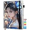 Lined Journal Notebook for Women Men, 200 Pages Hardcover Leather Journals for Writing, A5 Journaling Notebooks for Business Work School Note Taking, College Ruled Journal, Anime Girl