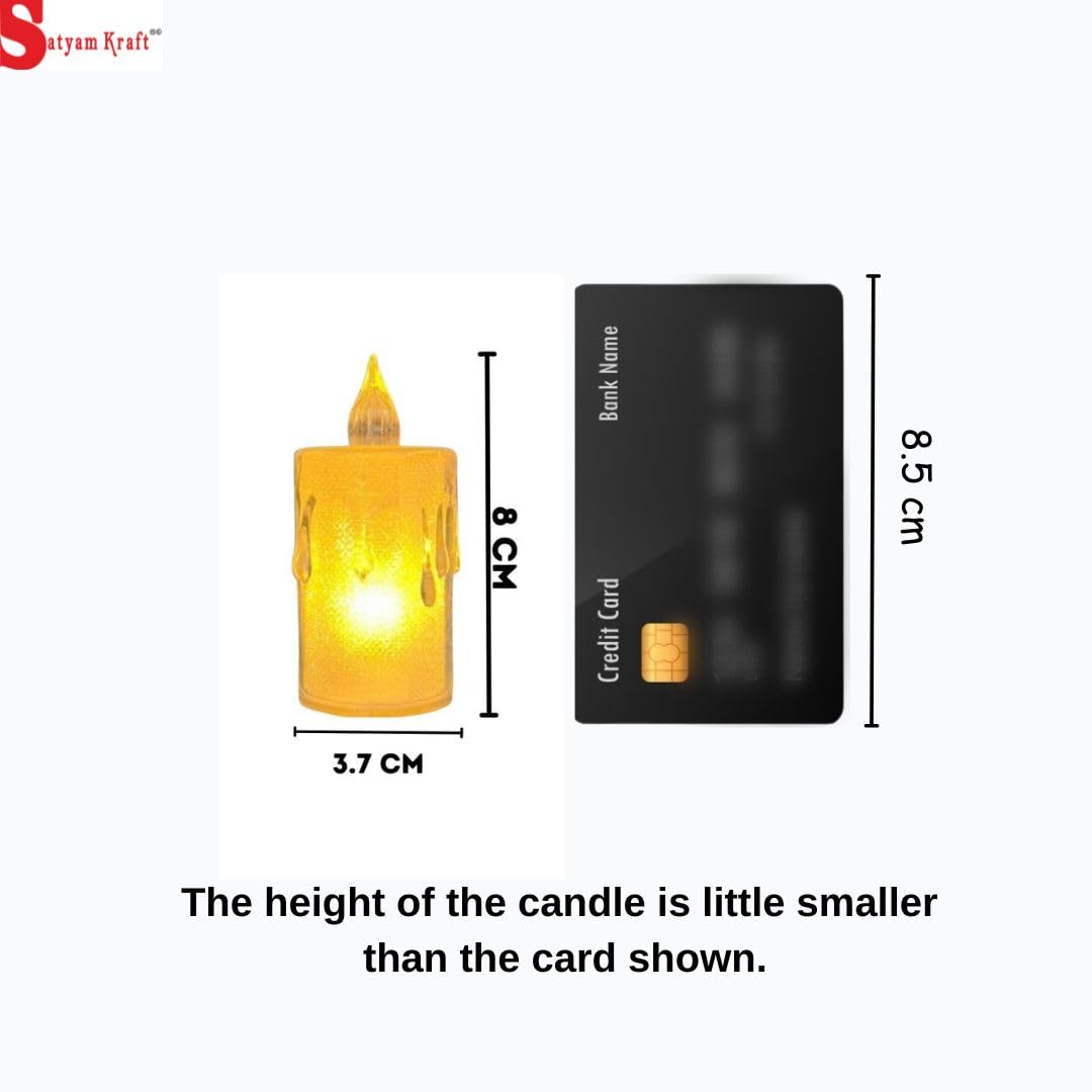 SATYAM KRAFT 6 candele senza fiamma e senza fumo, in acrilico, con design gocciolante, per decorare la casa, regali, festival, eventi, decorazioni natalizie (giallo) (grande)