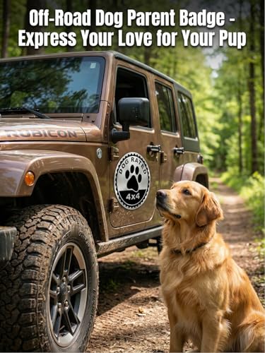 Image of 2 PCS Dogs Badge Rated Car Emblem, 4 x 4 Metal Automotive Badge, 3D Round Metal Car Badges Emblems, Car Badge Decals Stickers Compatible with Jeep Wrangler Vehicles Trucks SUV (Dog Rated-C)