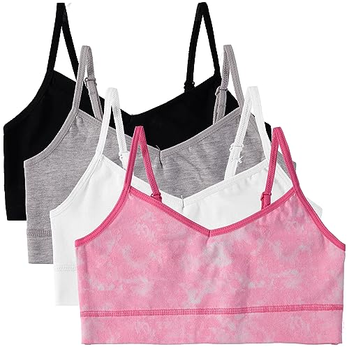 Girls Training Bra Cotton Stretch Bralette, 4-Pack (7-14)