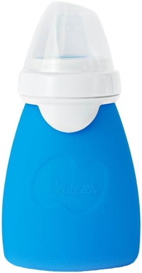 Squeezer 4 Ounce Reusable Pouch - Spill-Proof Spout, Blue