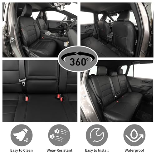 Image of EKR Rav4 Seat Covers Custom Fit for Toyota Rav4 (Hybrid) SE /XSE 2026, Car Seat Cover Full Set for SUV,Factory-Style Interior Upgrade, Easy-Wipe Protection,Faux Leather(Black)