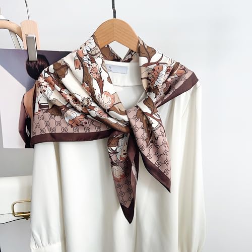 Image of Printed Poly Silken feel Scarf Stole for Women | Stylish, Soft, & Lightweight | Satin Feel Neck Scarf, Hair Scarf, Head Scarf for Women | Square Silk Stole for Handbag