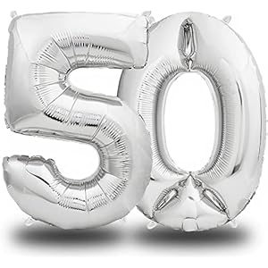 Folienluftballon Zahl Silber – 100 cm – Riesen Zahlenballon – Fliegt mit Helium – Luftballon Zahl Geburtstag…