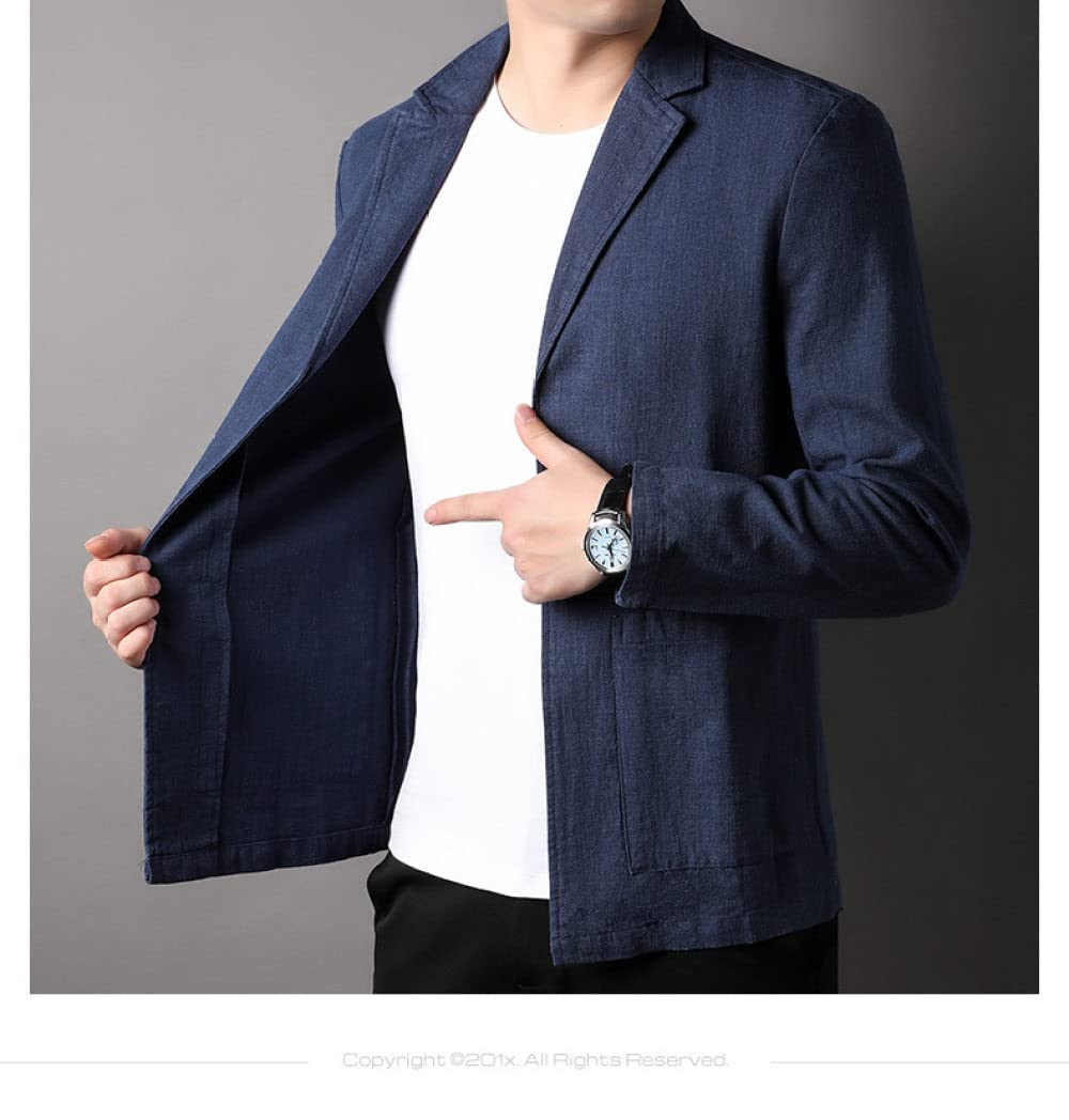 Blazer Herren,Herren Lässige Leinen Anzug Ohne Knöpfe Jacke Große Taschen Sport Blazer Mantel Stilvoll Marineblau Regular Fit Blazer Geeignet Für Party Date Prom Smart Blazer