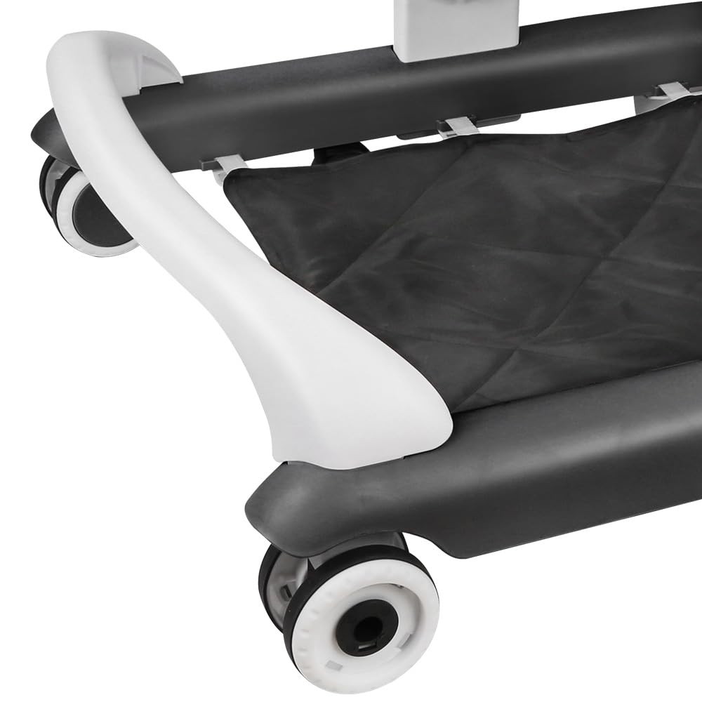 Trotteur Bébé Pliable, 3 Niveaux de Réglage en Hauteur, Boîte Musicale Démontable Transformable en Plateau Repas, 6 Roues Anti-Bascule, Tapis de Pied, Dim 67 * 57 * 46cm (Noir)