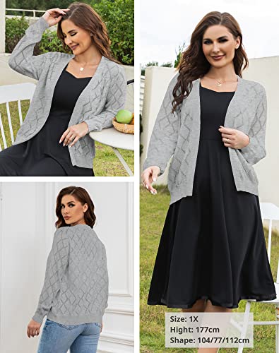 Women's Cardigan Sweaters Lightweight Open Front Long Sleeve Hollow Out (S-2X)3