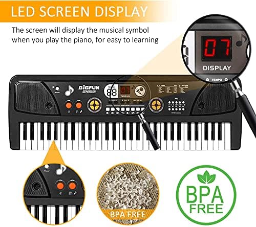 Electronic Piano Keyboard 61-Key Kids Keyboard Piano with LED Screen Protable Piano Keyboard with Microphone Musical Instrument Toys Gift for Kids Boys Girls 4 51ysVPCU0eL. AC